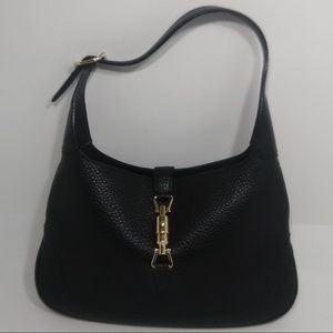 GUCCI Black Jackie O Bouvier Leather Hobo Bag
